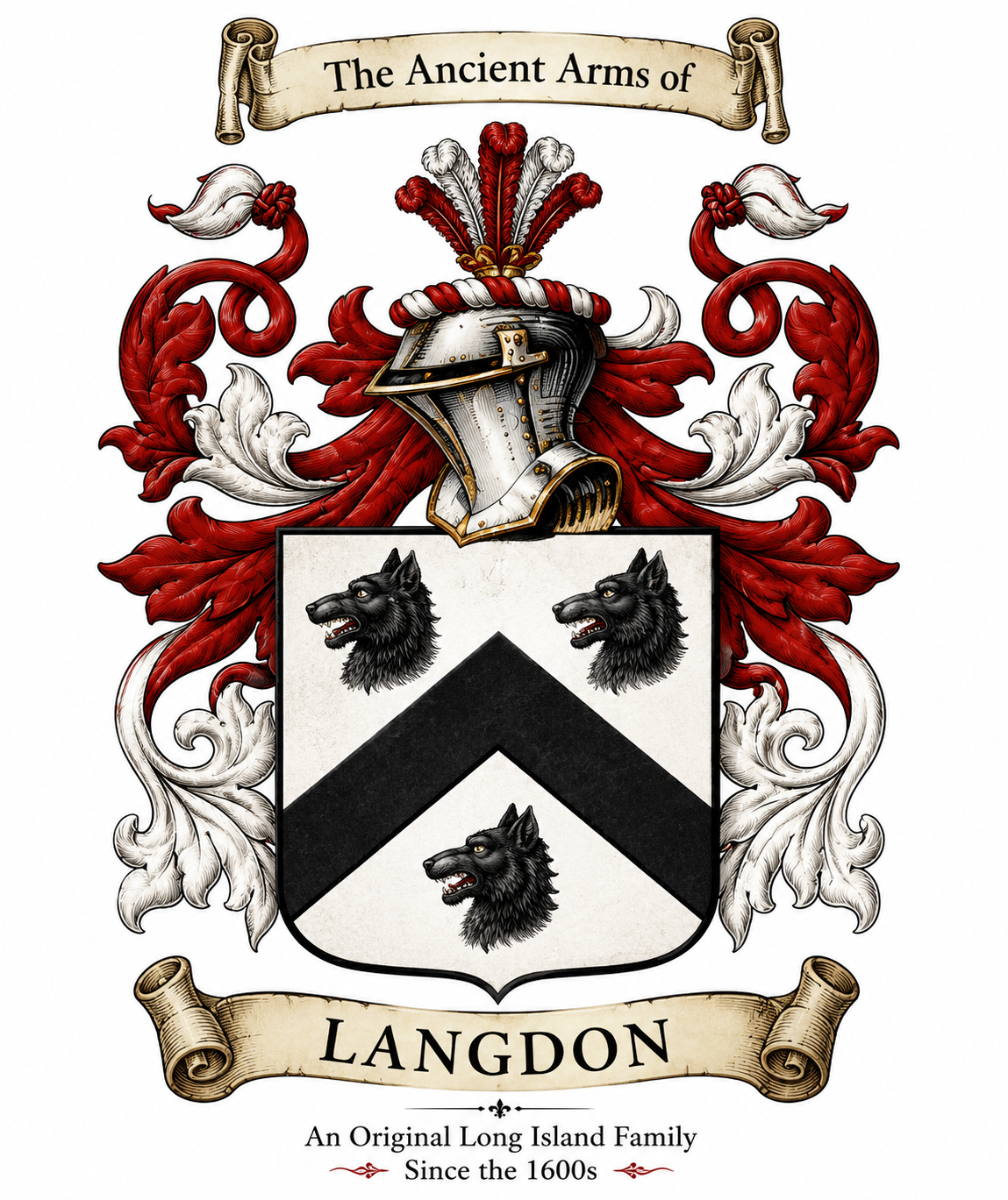 langdon family crest with wolves